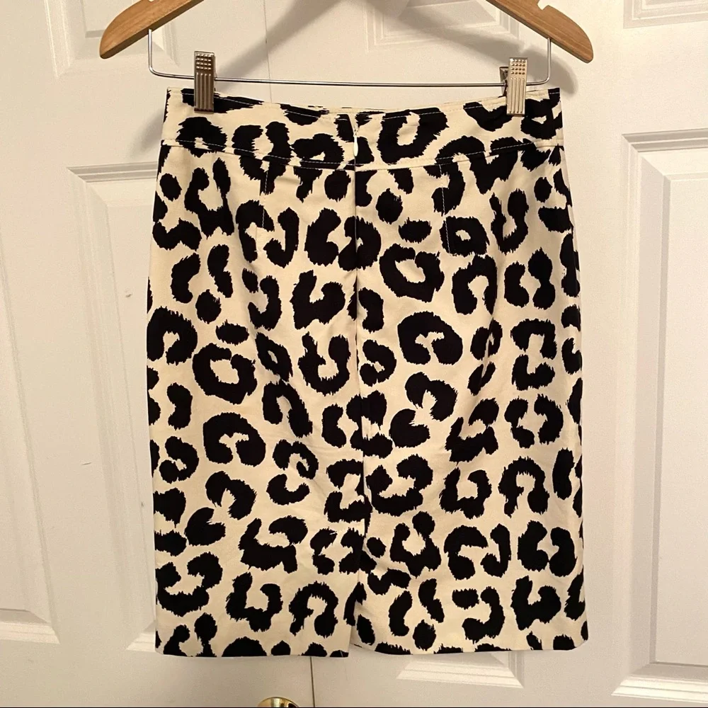 Loft Animal Print Straight Skirt Cotton Silk Blend - Picture 2 of 5